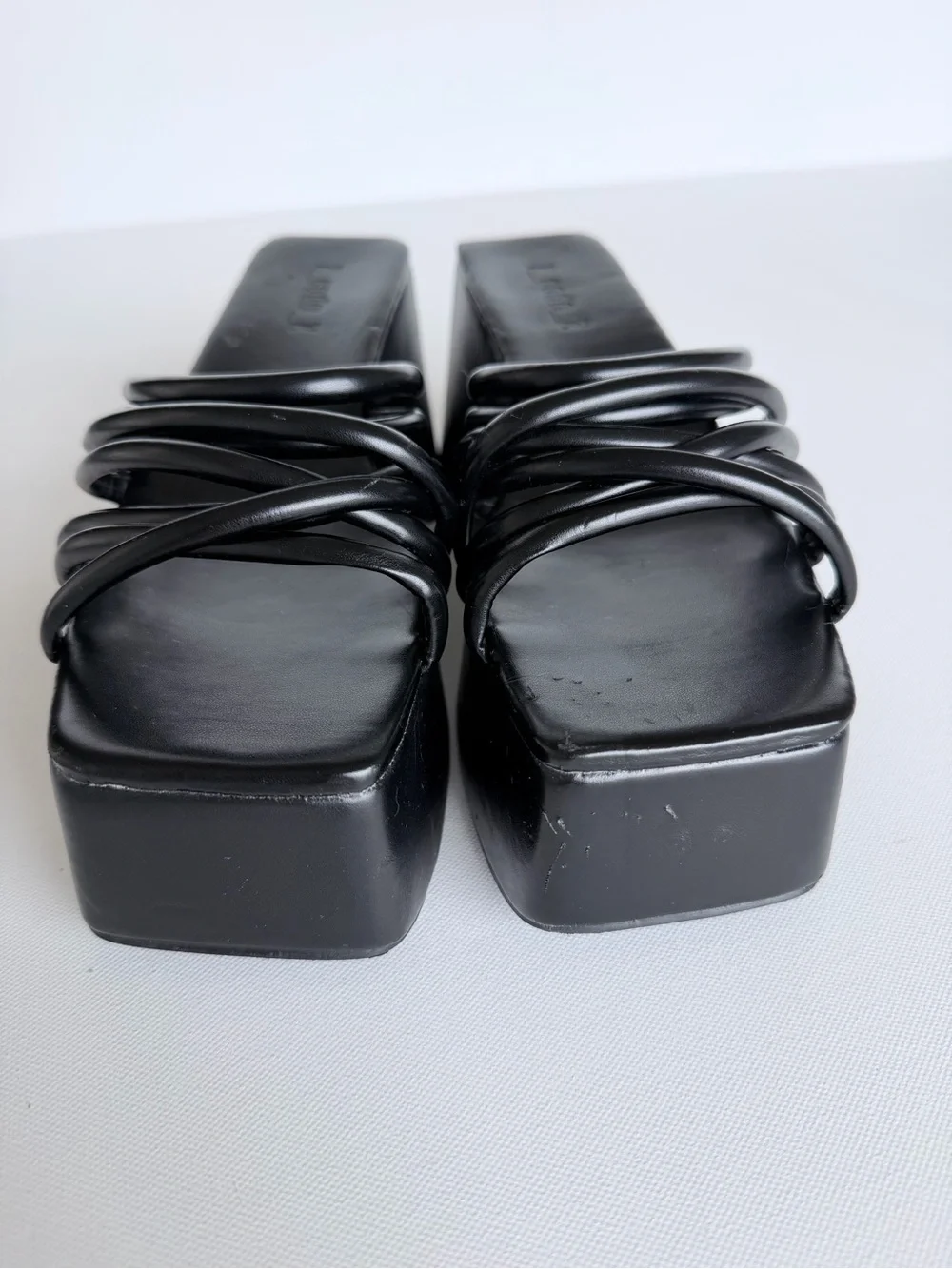Z_Code_Z Yuli Black Platform Strappy Slide Sandals Y2K Size 7